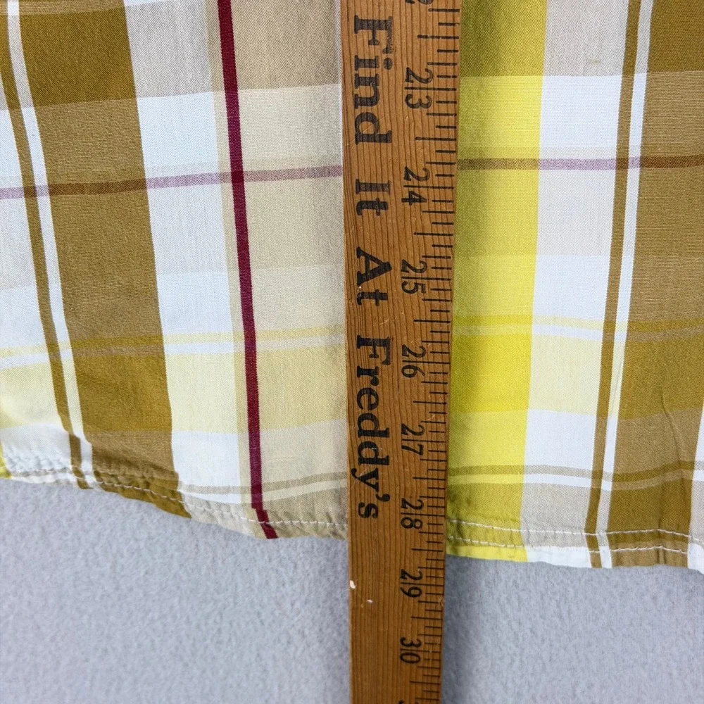 Jordan Jumpman Shirt Mens Large Yellow Plaid Short Sleeve Roll Tab Button Up Y2K